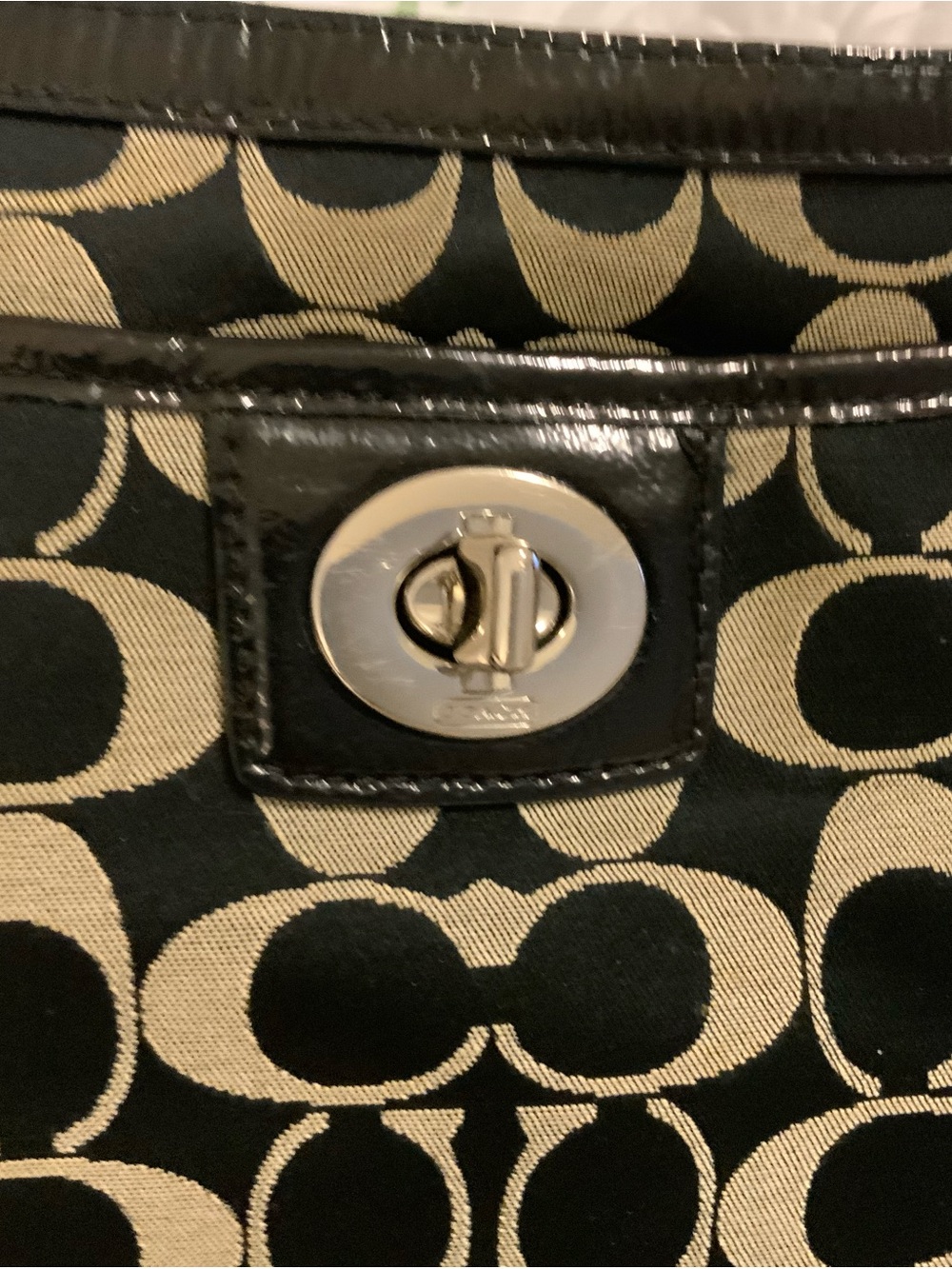 Coach Black and Tan Signature Jacquard Crossbody Bag with Turnlock - Picture 2 of 5